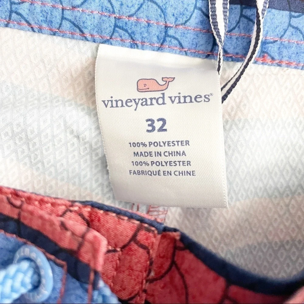 Vineyard Vines Men’s 9” Angler Stripe Board Shorts Waist 32 New